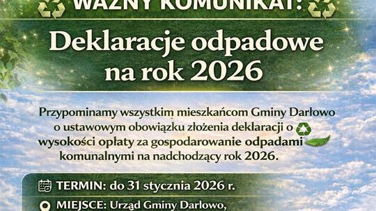 Gmina Darłowo: Złóż deklarację odpadową na2026