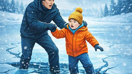 Jeden krok dalej na zamarzniętym jeziorze i może dojść do tragedii!