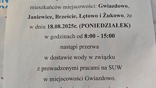 Już jutro przerwa w dostawie wody!