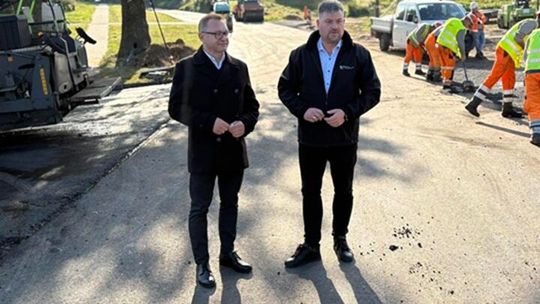 Na terenie budowy drogi powiatowej
