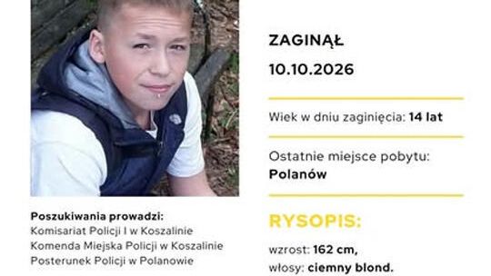 POLANÓW: ZAGINĄŁ 14-LETNI BRAJAN POPIELARZ! PROSIMY O POMOC I UDOSTĘPNIANIE!