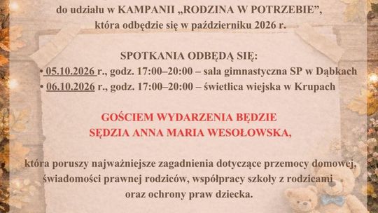 Rodzina w potrzebie: spotkania z sędzią Anną Marią Wesołowską w Gminie Darłowo o prawach rodziców i przeciwdziałaniu przemocy