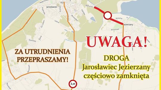 Utrudnienia na drodze Jezierzany–Jarosławiec