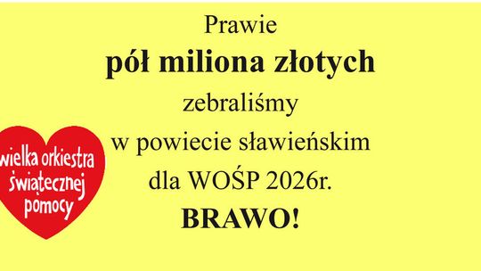 WOŚP: Prawie pół miliona złotych w 2026r.