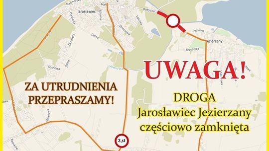 Zamknięcie drogi Jezierzany-Jarosławiec