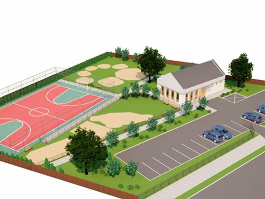 Boisko, plac zabaw, budynek usługowy, parking wraz z oświetleniem całego terenu, a wszystko to w Jezierzanach