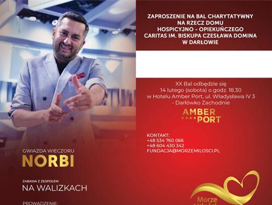 Darłowo: 14 lutego  - Jubileuszowy XX Bal Charytatywny na rzecz hospicjum w Darłowie