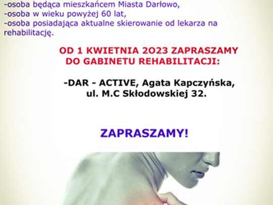 Darłowo: Darmowa i kompleksowa rehabilitacja dla osób w wieku 60 +, rusza od 1 kwietnia 2023