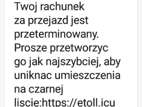 Fałszywe SMS-y o płatności w e-TOLL