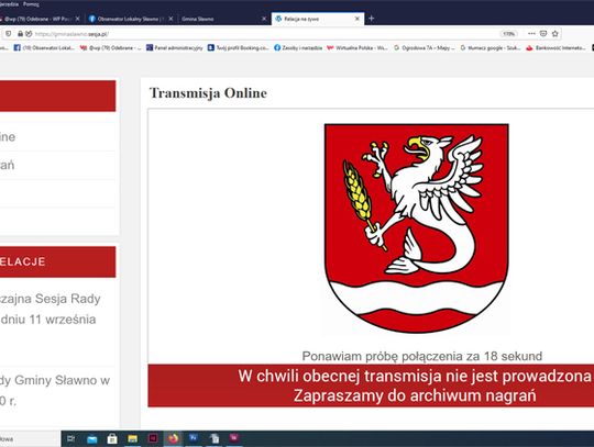 Gmina Sławno  Przerwana transmisja