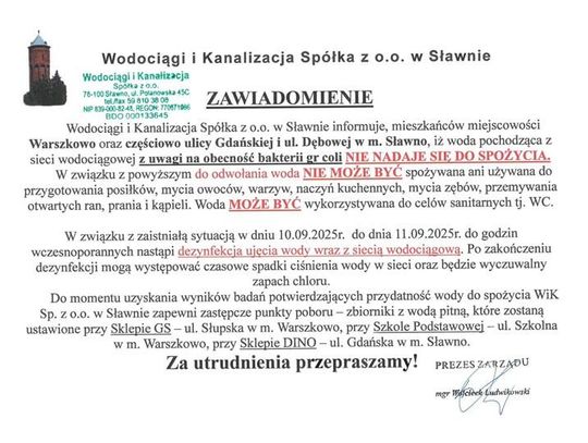 Groźna bakteria uderza w Sławno!
