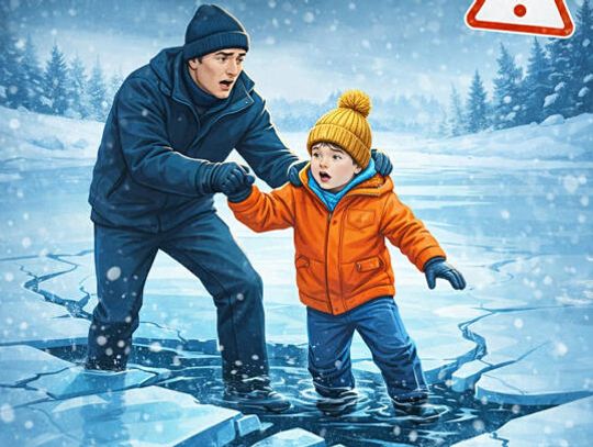 Jeden krok dalej na zamarzniętym jeziorze i może dojść do tragedii!