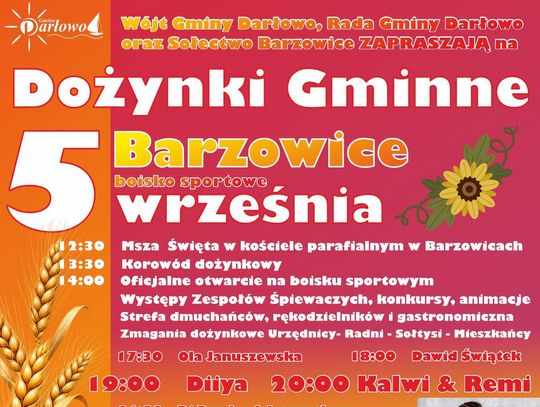 Już 5 września Gminne Dożynki w Barzowicach