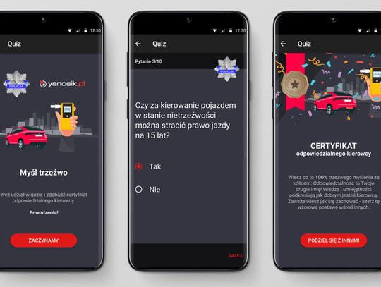 Policja i Yanosik rozdają certyfikaty - sprawdź jak je zdobyć! - Kolejna wspólna akcja Policji i Yanosika – tym razem z myślą o trzeźwości kierowców