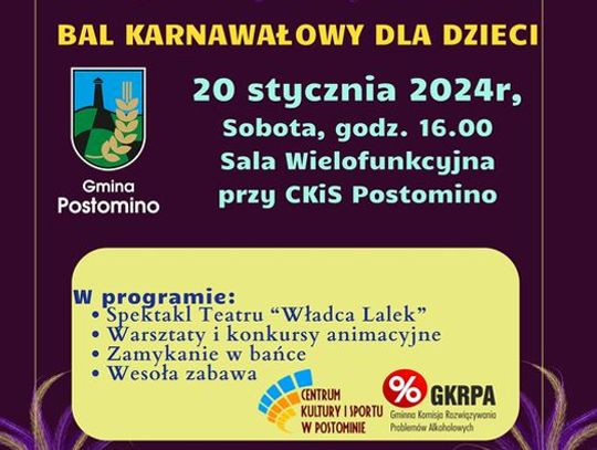 Postomino: Bal karnawałowy dla wszystkich gminnych dzieci