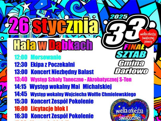 Program 33. Finału WOŚP w Gminie Darłowo