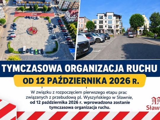 Przebudowa pl. Wyszyńskiego w Sławnie od 12 października. Rusza I etap robót i zmienia się organizacja ruchu