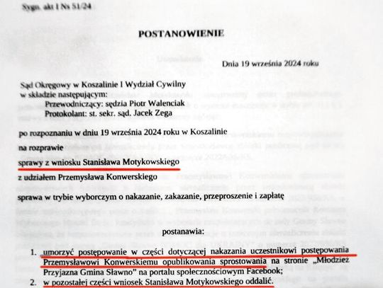 Sąd oddalił wniosek Motykowskiego – sołtysa Noskowa