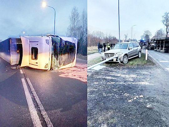 Sławno: chwila nieuwagi i TIR leży