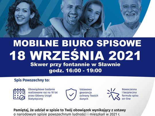 Sławno: Spis powszechny przy fontannie - 18 września 2021r.