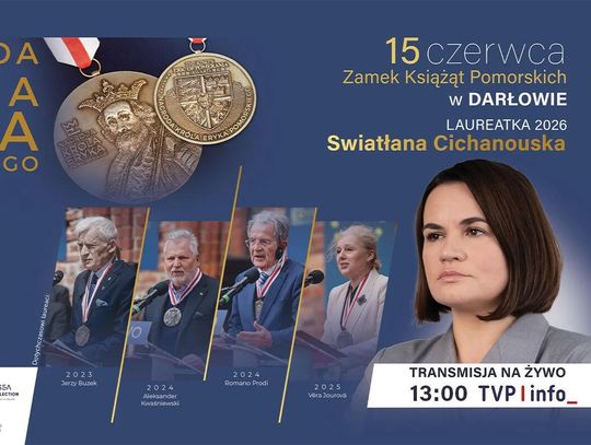 Darłowo: Swiatłana Cichanouska laureatką Międzynarodowej Nagrody Króla Eryka Pomorskiego 2026.