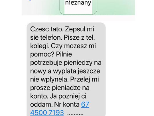 "Tato zepsuł mi się telefon..." - Uwaga!, To oszustwo!