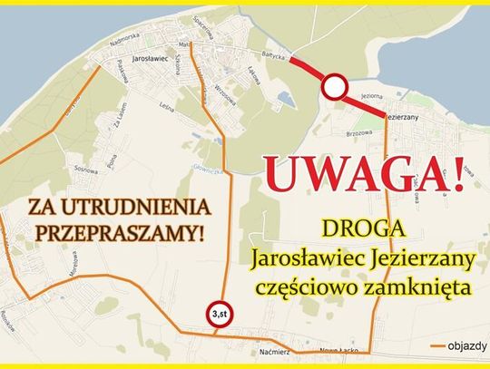Utrudnienia na drodze Jezierzany–Jarosławiec