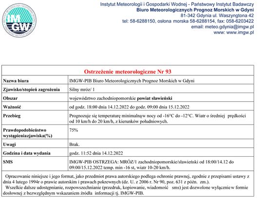 Uwaga! Dziś w nocy będą silne mrozy do -16°C 