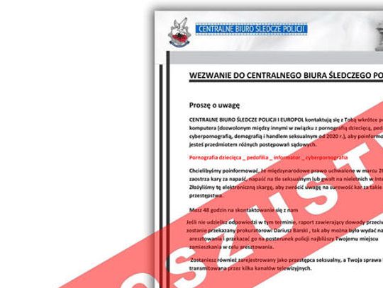 Uwaga: Przestępcy  podszywają się pod policjantów CBŚP