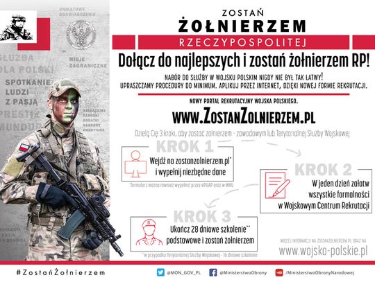 Wojskowe Centrum Rekrutacji – trzy kroki do służby zawodowej. Rekrutacja odbędzie się w dniach 23.03.2021r. oraz 30.03.2021r.