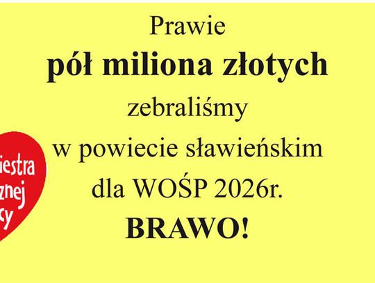 WOŚP: Prawie pół miliona złotych w 2026r.