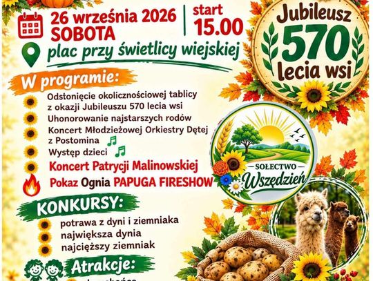 Wszedzień świętuje 570-lecie. Jubileusz, koncerty i Słoneczny Festiwal Bulwy i Dyni