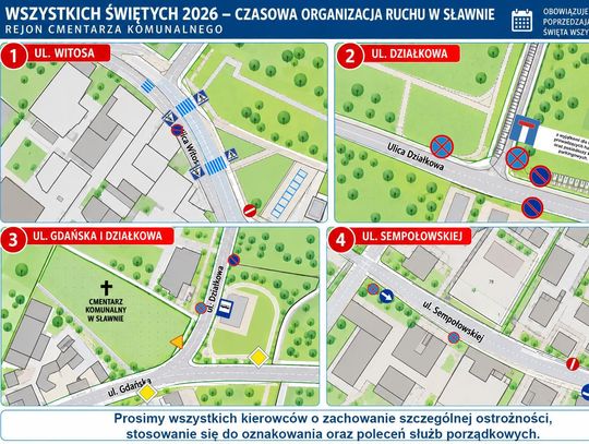 Wszystkich Świętych w Sławnie: msze, nabożeństwa i zmiany w organizacji ruchu przy cmentarzu