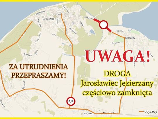 Zamknięcie drogi Jezierzany-Jarosławiec