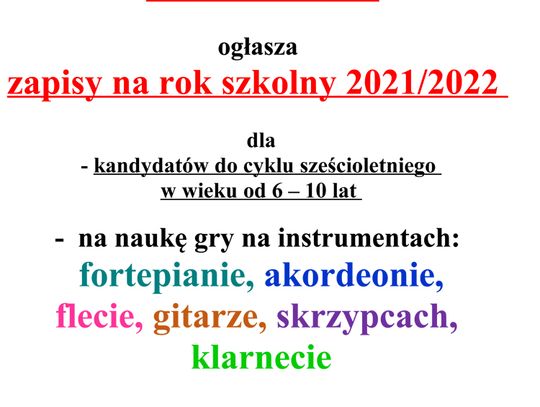 Zapisy do szkoły muzycznej w Sławnie