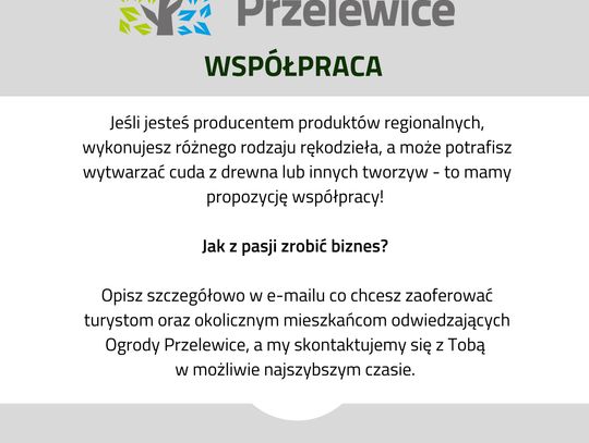 Zapraszamy do współpracy z Ogrodami Przelewice