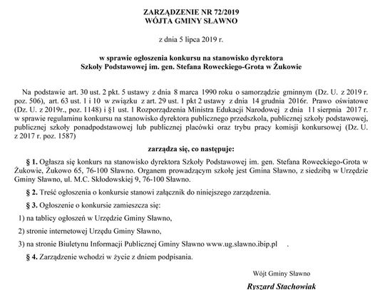 Żukowo: Ogłoszono konkurs na dyrektora SP