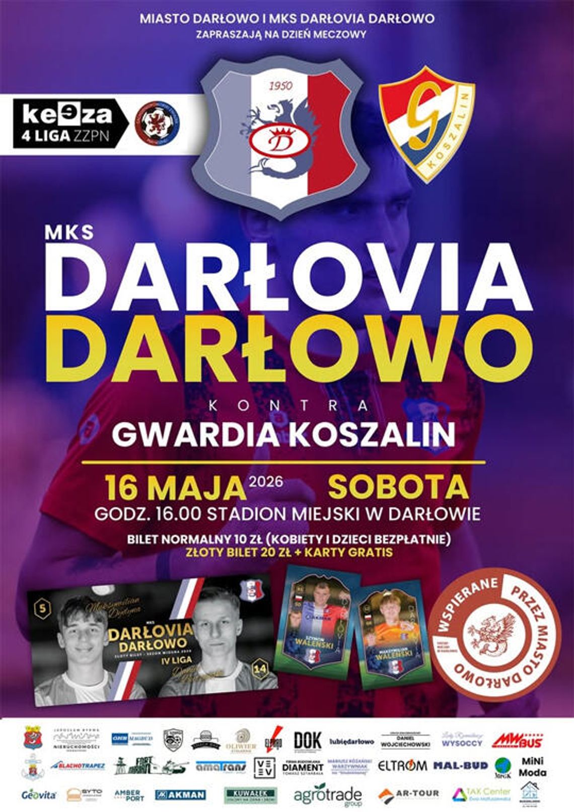 Darłovia Darłowo zagra z Gwardią Koszalin. Mecz 4. ligi już 16 maja na stadionie w Darłowie