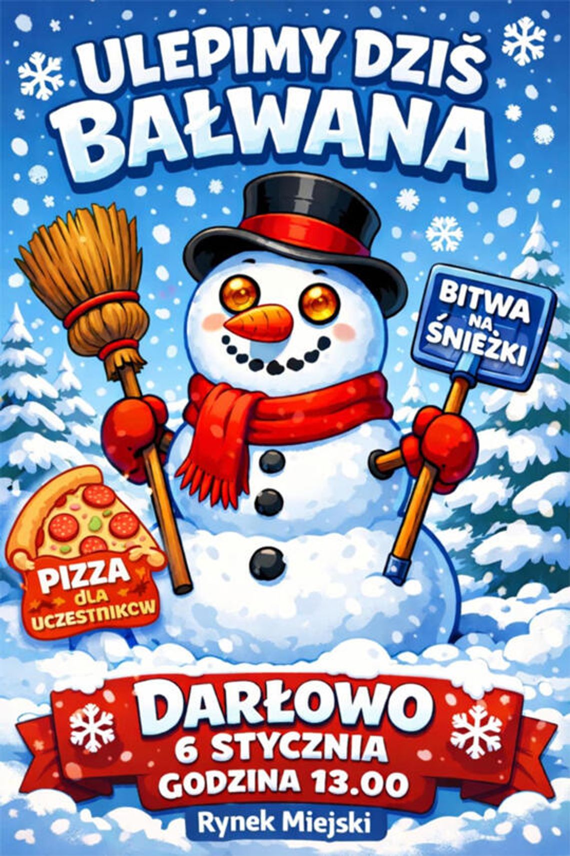 Darłowo: Jutro (6.01) lepienie bałwana i bitwa na śnieżki