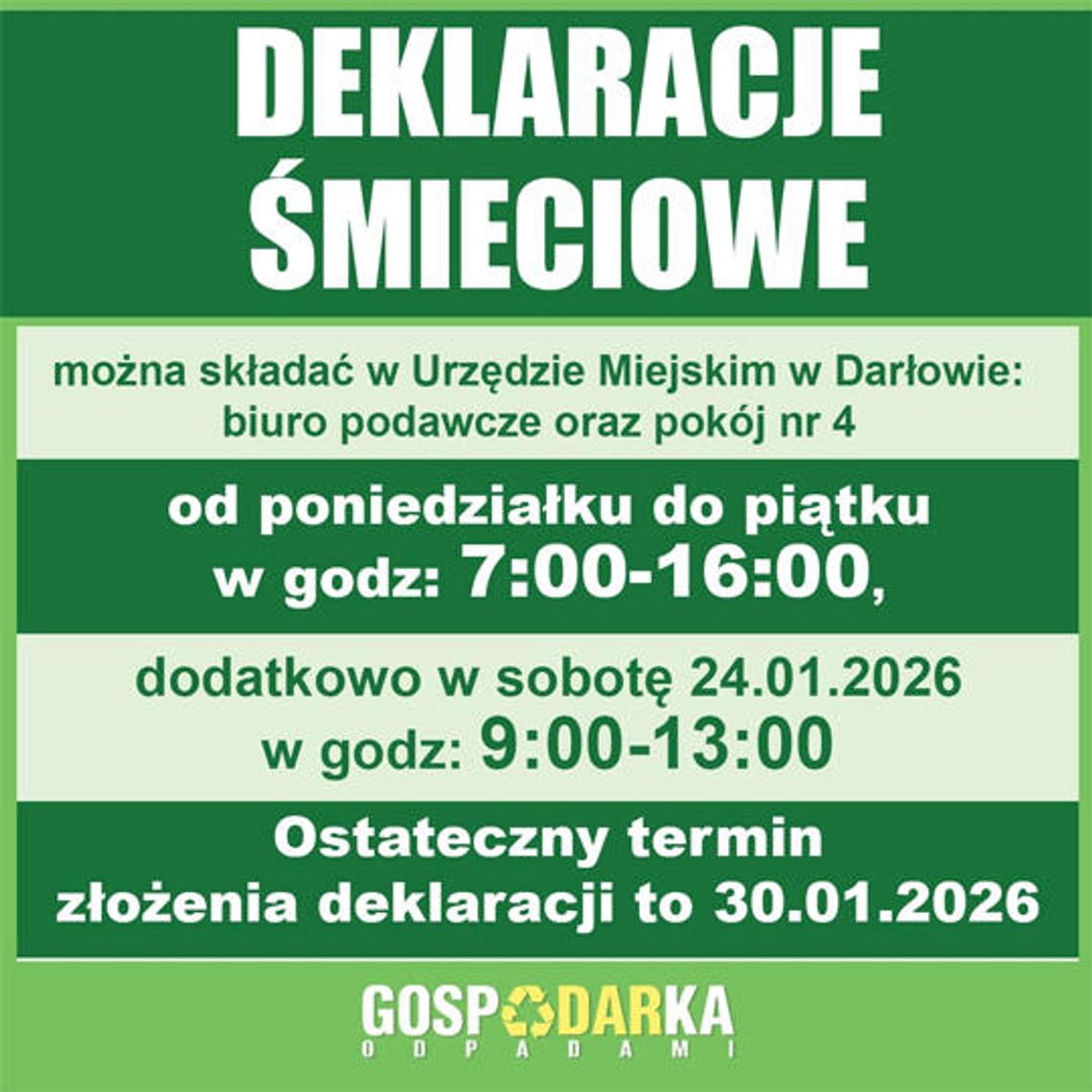 Darłowo: Złóż deklarację śmieciową! Darłowo: Złóż deklarację śmieciową!