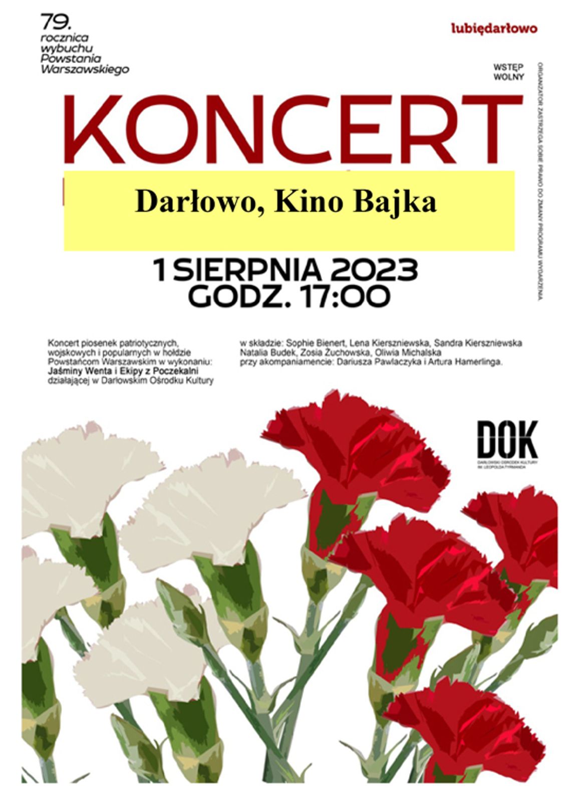 Darłowo1 SIERPNIA: KONCERT PIOSENEK PATRIOTYCZNYCH, WOJSKOWYCH I POPULARNYCH