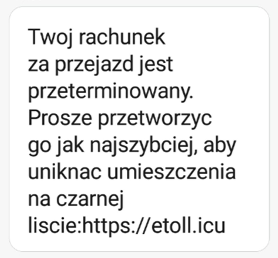 Fałszywe SMS-y o płatności w e-TOLL