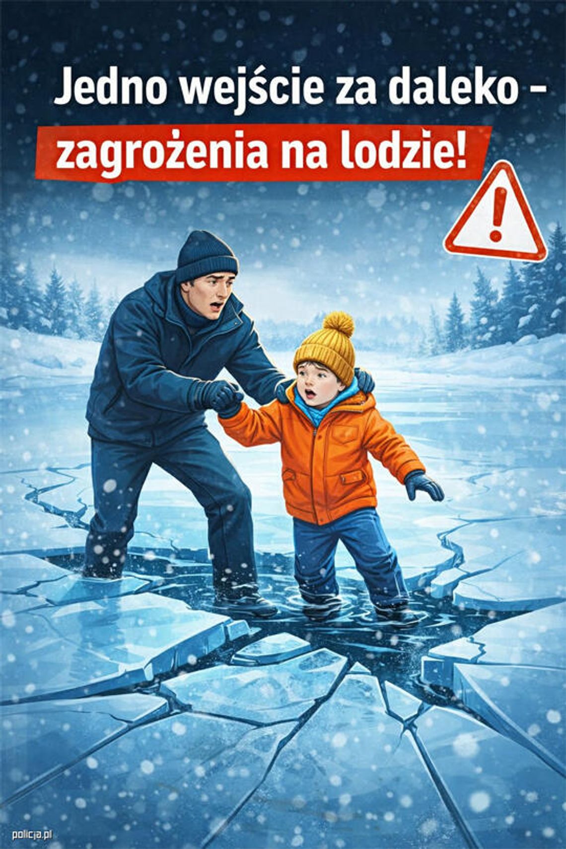 Jeden krok dalej na zamarzniętym jeziorze i może dojść do tragedii! Jeden krok dalej na zamarzniętym jeziorze i może dojść do tragedii!