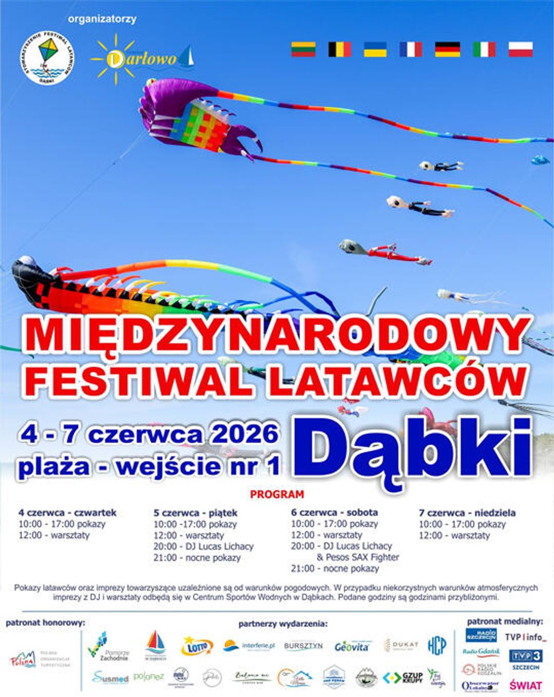 Międzynarodowy Festiwal Latawców w Dąbkach już 4 czerwca. Kolorowe pokazy, warsztaty i nocne widowiska nad Bałtykiem