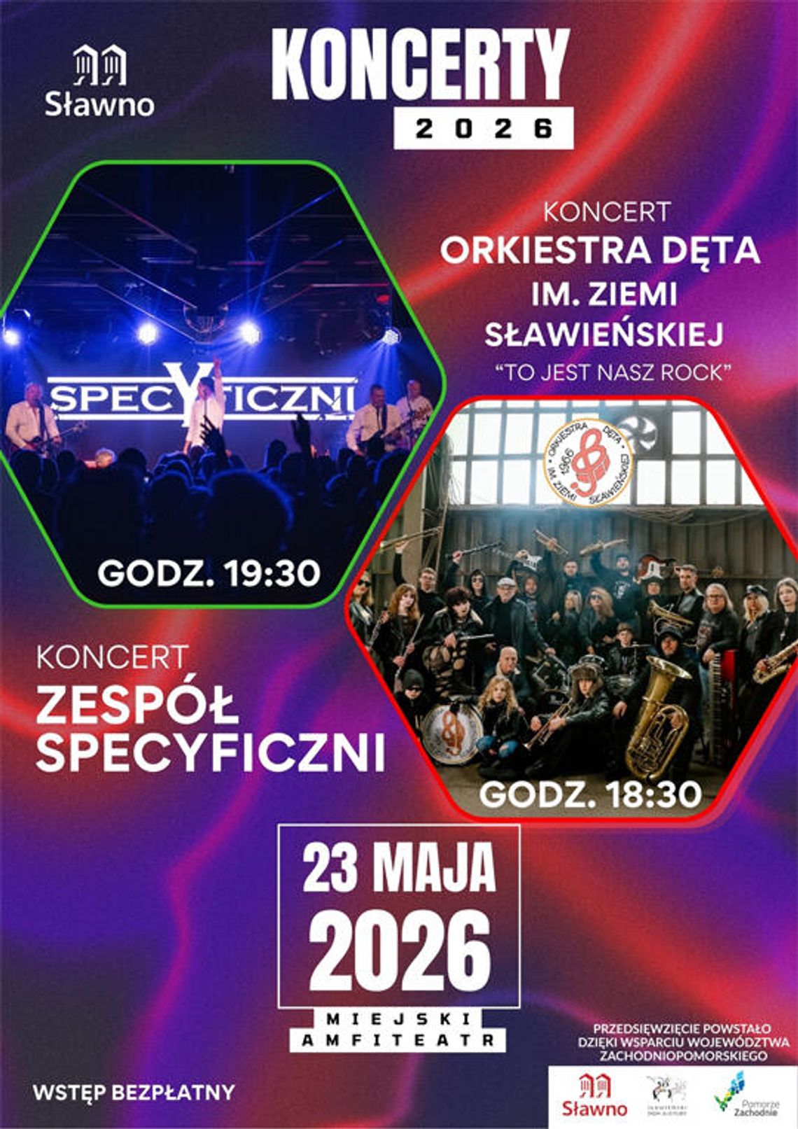 Muzyczny wieczór w Sławnie. Orkiestra Dęta i zespół Specyficzni zagrają w amfiteatrze 23 maja 2026 Muzyczny wieczór w Sławnie. Orkiestra Dęta i zespół Specyficzni zagrają w amfiteatrze 23 maja 2026