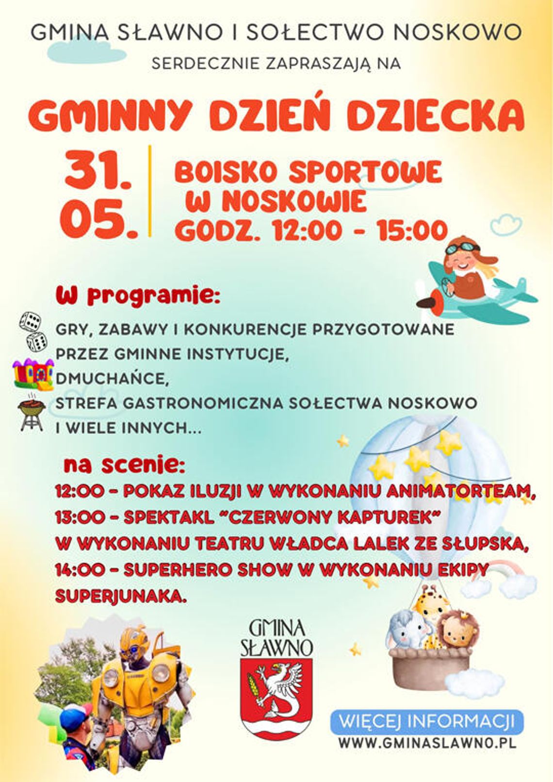 Noskowo: Gminny Dzień Dziecka - pokazy iluzji, teatr i SuperHero Show dla najmłodszych mieszkańców Noskowo: Gminny Dzień Dziecka - pokazy iluzji, teatr i SuperHero Show dla najmłodszych mieszkańców
