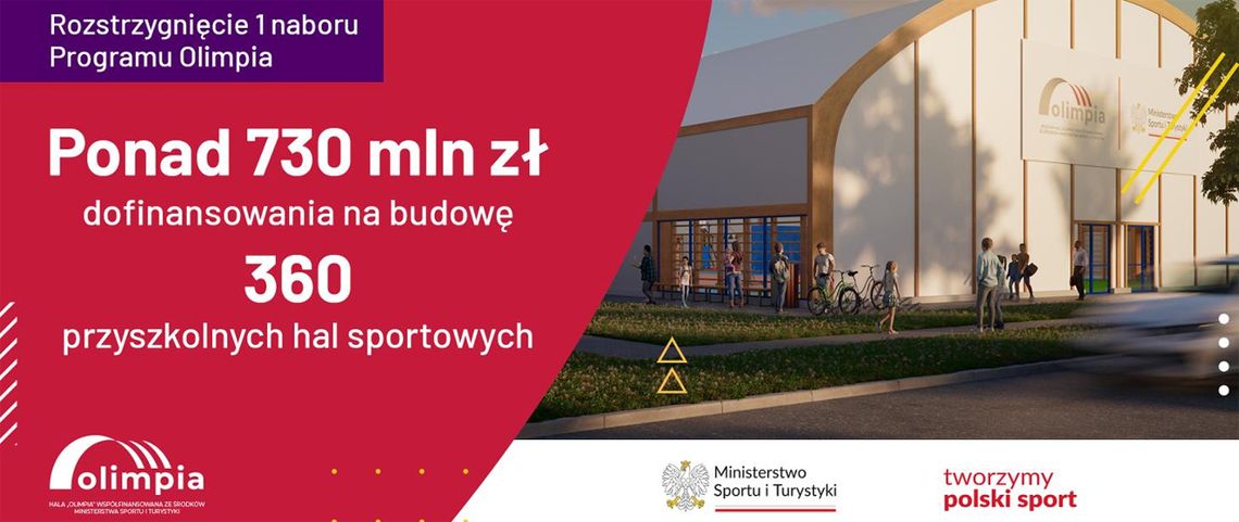 Ogłoszenie wyników pierwszego naboru do Programu budowy przyszkolnych hal OLIMPIA