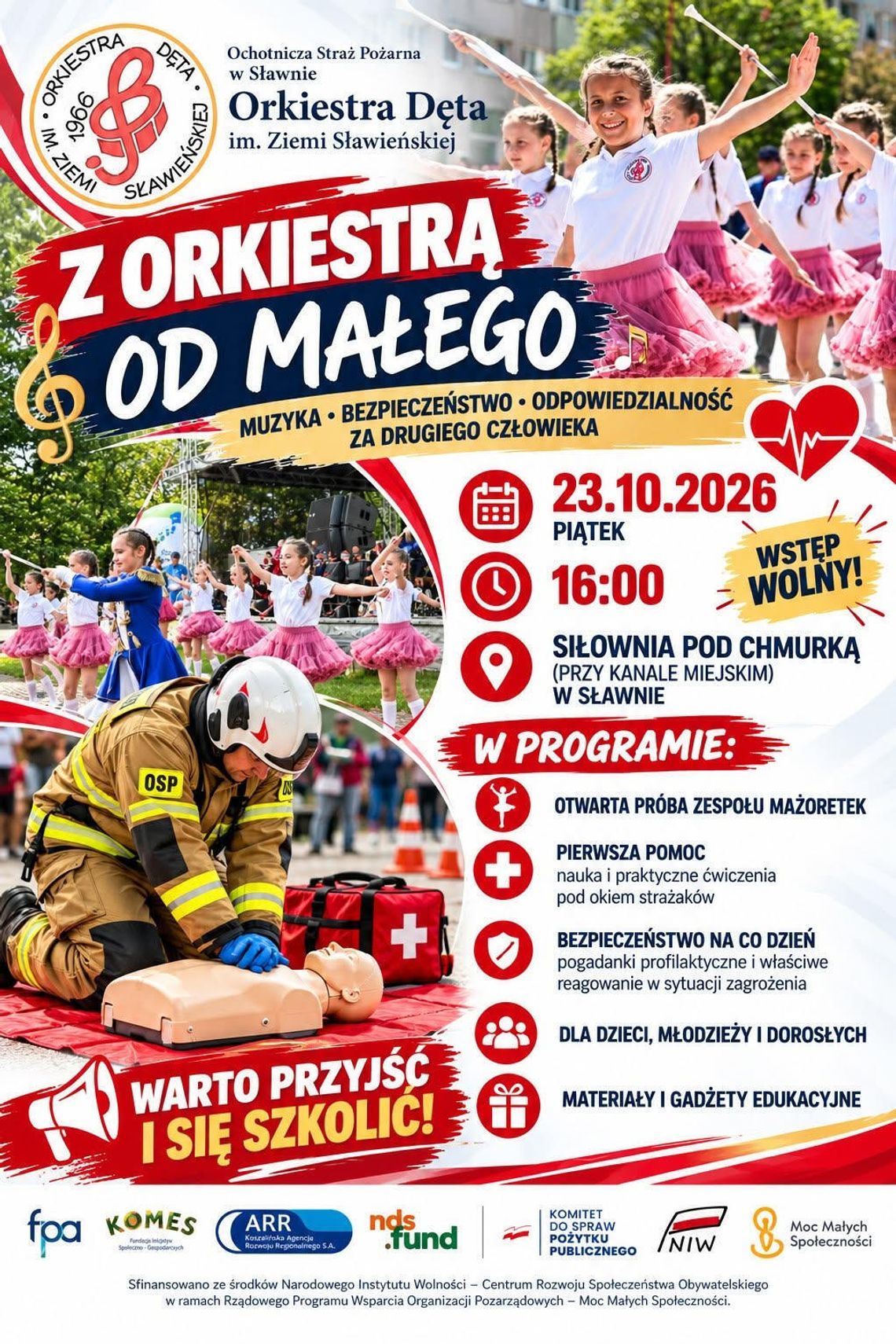 Orkiestra Dęta im. Ziemi Sławieńskiej zaprasza: otwarta próba mażoretek, pierwsza pomoc i bezpieczeństwo w praktyce Orkiestra Dęta im. Ziemi Sławieńskiej zaprasza: otwarta próba mażoretek, pierwsza pomoc i bezpieczeństwo w praktyce