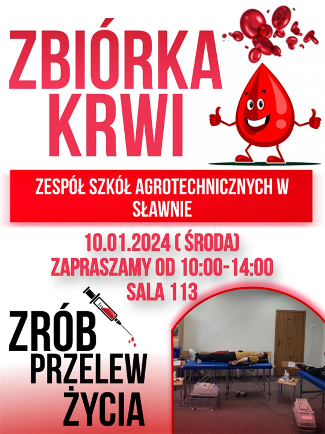 Sławno: Będzie zbiórka krwi w ZSA