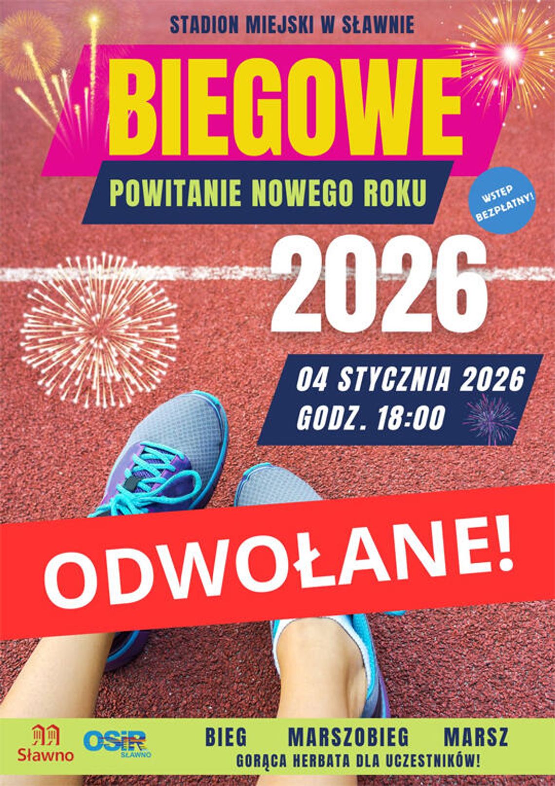 Sławno: Biegowe Powitanie Nowego Roku 2026” zostaje ODWOŁANE